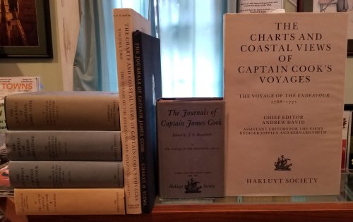 The Journals Of Captain James Cook in 5 Volumes , Plus 2 Folio Volumes of The Charts and Coastal Views of Captain Cook's Voyages. Vol I: The Voyage Of The Endeavour 1768-1771; Vol II: The Voyage Of The Resolution & Adventure 1772-1775: Vol III: The Voya